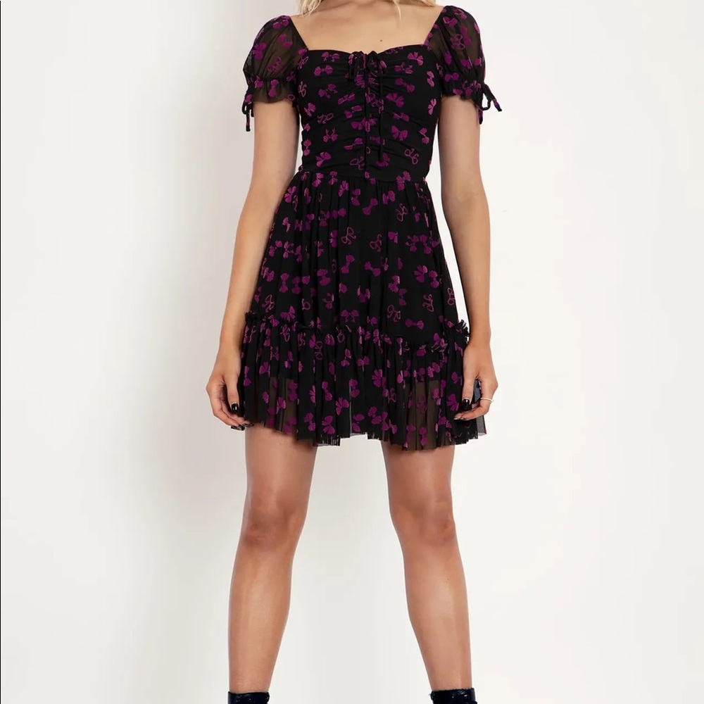 BlackMilk Clothing Black/Pink Bow Dress size M Bows Before Bros Tea Party Dress